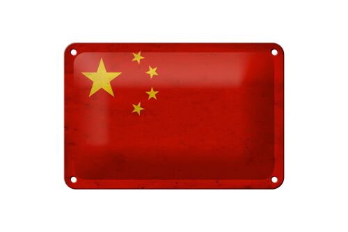 Blechschild Flagge 18x12cm China Fahne Wanddeko Dekoration