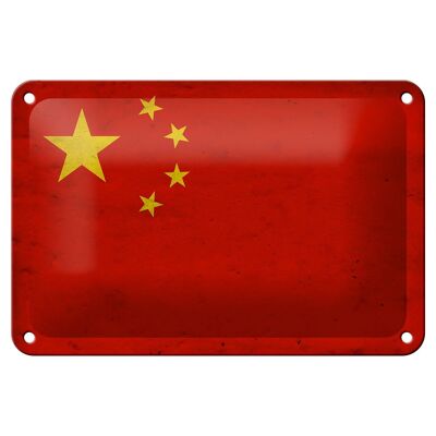 Bandera de cartel de hojalata 18x12cm decoración de pared con bandera de China