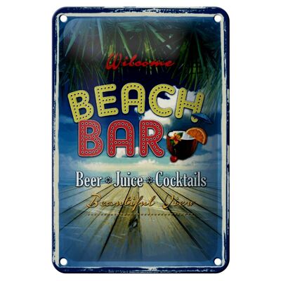 Letrero de chapa que dice 12x18cm Wilcome Beach Bar Beer Juice decoración