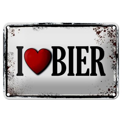 Blechschild Alkohol 18x12cm i love Bier Wanddeko Dekoration