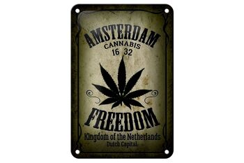 Signe en étain Cannabis 12x18cm, décoration du royaume de la liberté d'amsterdam 1