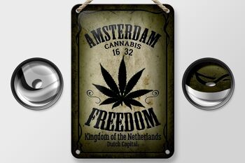 Signe en étain Cannabis 12x18cm, décoration du royaume de la liberté d'amsterdam 2