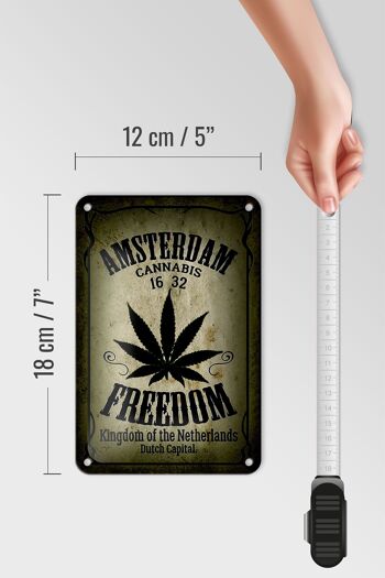 Signe en étain Cannabis 12x18cm, décoration du royaume de la liberté d'amsterdam 5