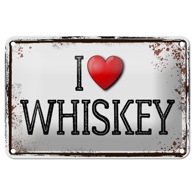 Blechschild Alkohol 18x12cm i love Whiskey Wanddeko Dekoration