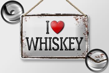 Plaque en étain alcool 18x12cm j'aime le whisky décoration murale 2