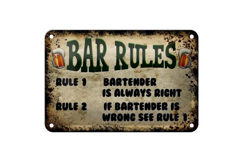 Blechschild Spruch 18x12cm Bier Bar Rules Bartender always Dekoration