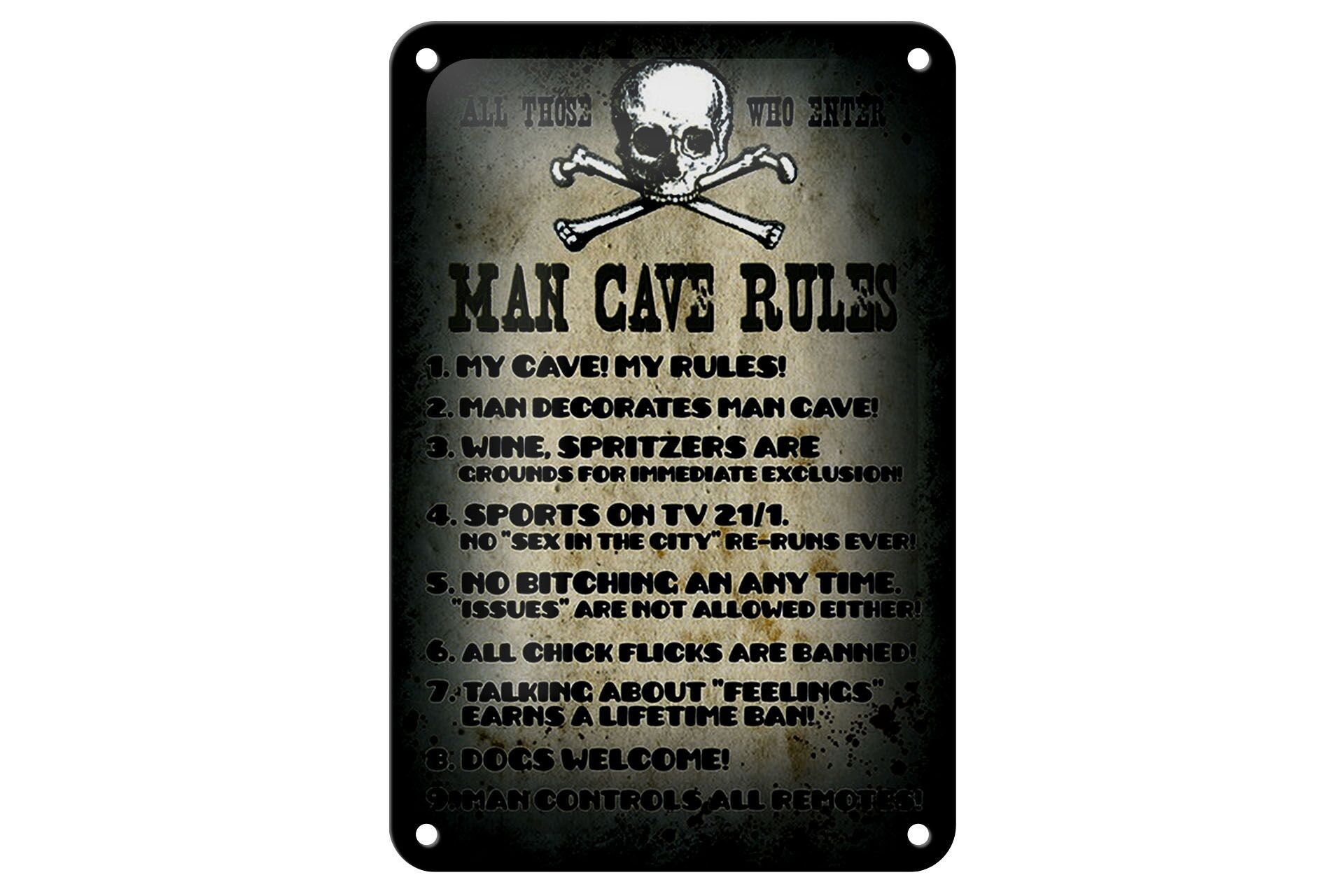 Targa in metallo con scritta 12x18 cm L'uomo delle caverne governa la decorazione degli spritz di vino