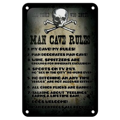 Blechschild Spruch 12x18cm Man cave rules wine spritzers Dekoration