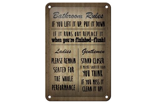 Blechschild Spruch 12x18cm Bathroom Rules Ladies Gentlemen Dekoration