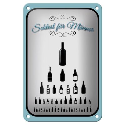 Blechschild Spruch 12x18cm Sehtest für Männer Bier Alkohol Dekoration