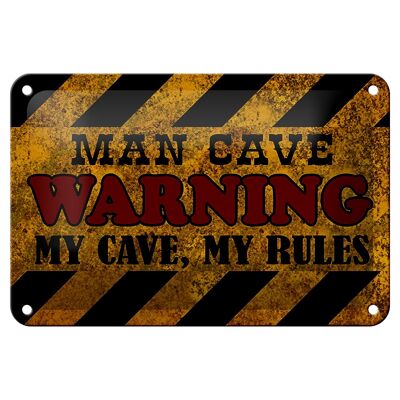 Blechschild Spruch 18x12cm man cave warning my cave rules Dekoration