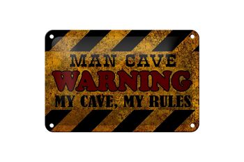 Panneau en étain disant 18x12cm, décoration de grotte d'homme, avertissement de mes règles de grotte 1