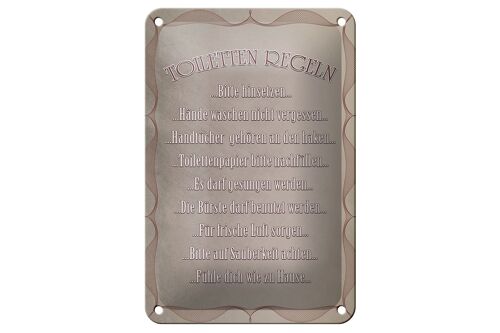 Blechschild Spruch 12x18cm Toiletten Regeln bitte hinsetzen Dekoration