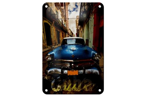 Blechschild Spruch 12x18cm Cuba blaues Auto Dekoration