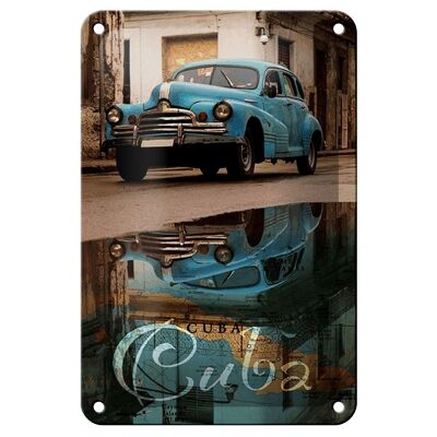 Targa in metallo con scritta 12x18 cm Cuba car blu decorazione auto d'epoca