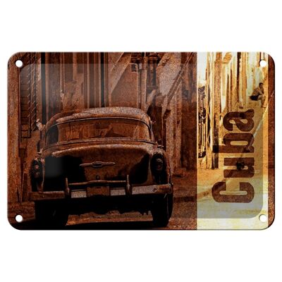 Targa in metallo con scritta "Cuba Car" decorazione vintage retrò 18x12 cm