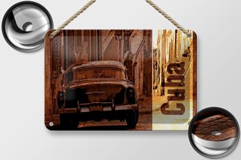 Panneau en étain disant 18x12cm, voiture Cuba, décoration rétro vintage 2