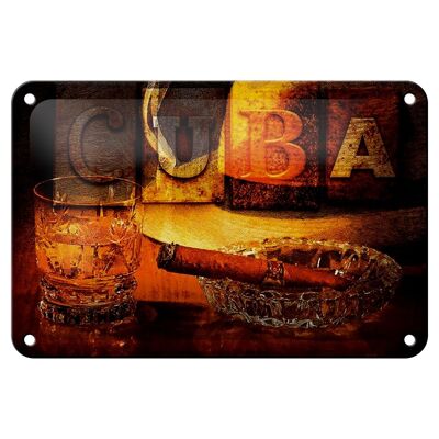 Targa in metallo con scritta 18x12 cm Decorazione Cuba Cigar Rum Havana