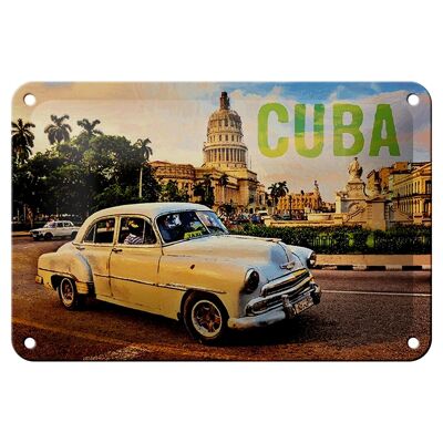 Targa in metallo con scritta "Cuba Car" bianca, decorazione per auto d'epoca, 18x12 cm