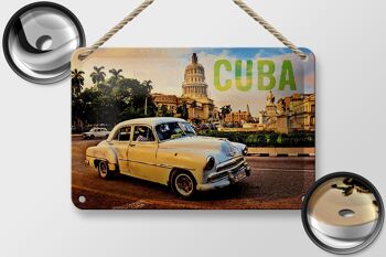 Panneau en étain disant 18x12cm, voiture Cuba, décoration de voiture vintage blanche 2