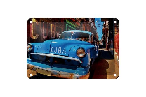 Blechschild Spruch 18x12cm Kuba Auto blauer Oldtimer Dekoration