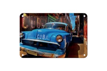 Panneau en étain disant 18x12cm, voiture Cuba bleue, décoration de voiture vintage 1