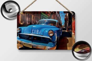 Panneau en étain disant 18x12cm, voiture Cuba bleue, décoration de voiture vintage 2