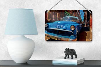 Panneau en étain disant 18x12cm, voiture Cuba bleue, décoration de voiture vintage 4