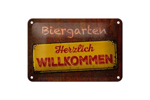 Blechschild Spruch 18x12cm Biergarten herzlich willkommen Dekoration