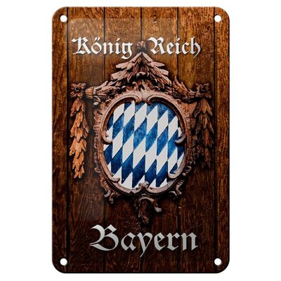 Cartel de chapa con texto "Reino de Baviera", decoración con aspecto de madera, 12x18 cm