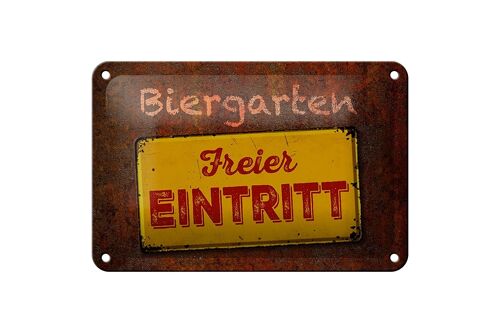 Blechschild Spruch 18x12cm Biergarten freier Eintritt Dekoration