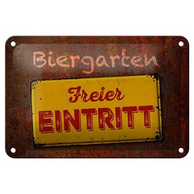 Targa in metallo con scritta "Biergarten", decorazione per ingresso gratuito, 18 x 12 cm