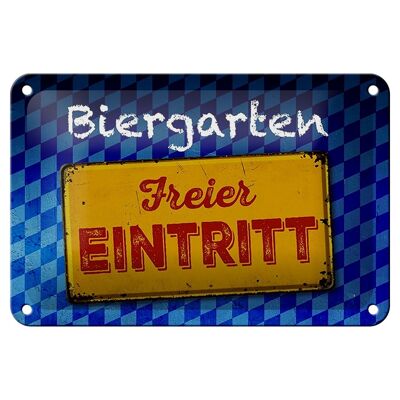 Blechschild Bayern 18x12cm Biergarten freier Eintritt Dekoration