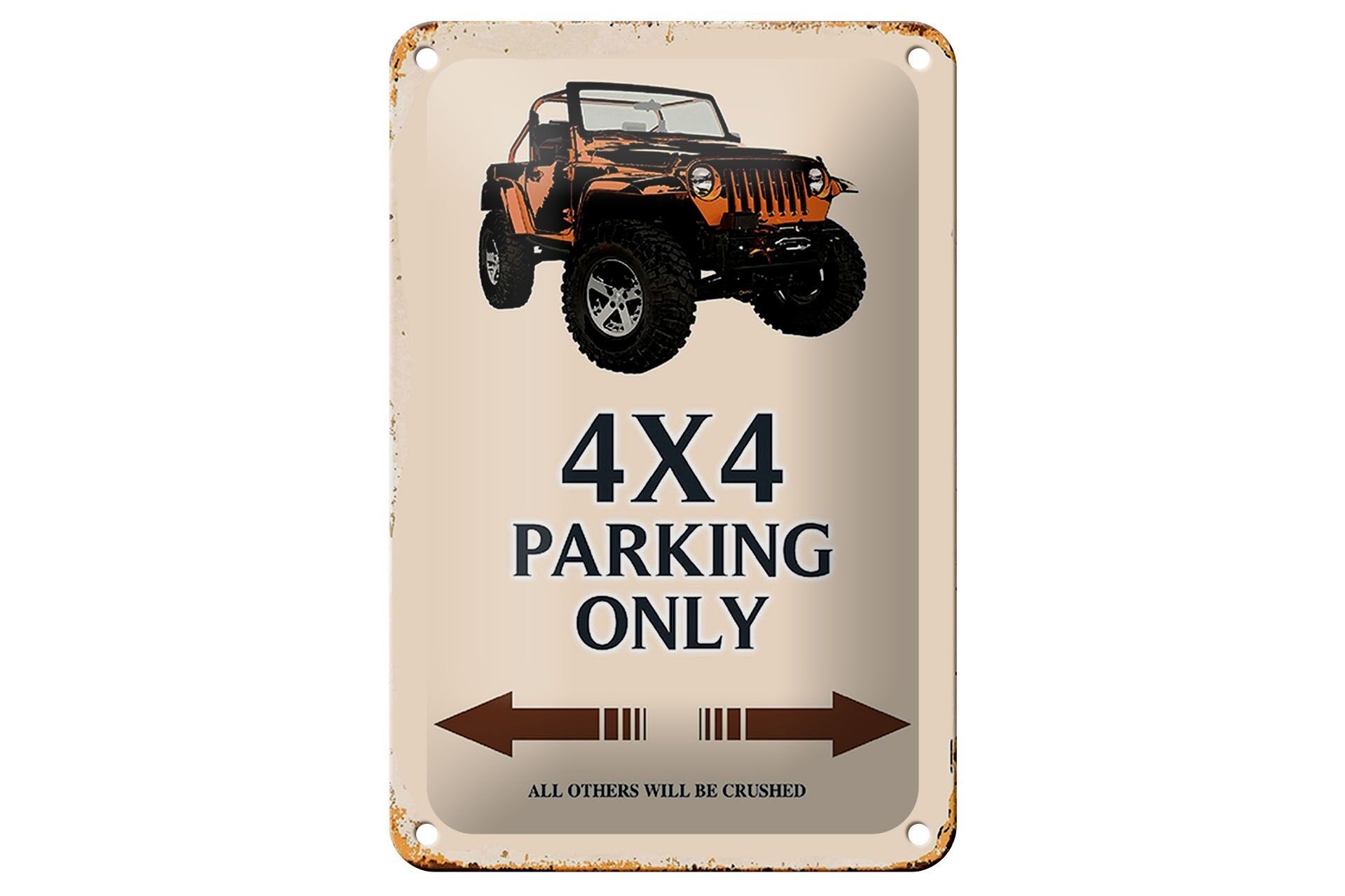 Targa in metallo con scritta 12x18 cm 4x4 parcheggio solo decorazione fuoristrada