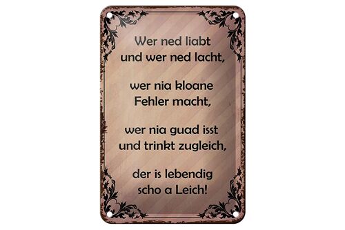 Blechschild Spruch 12x18cm wer ned liabt und wer ned lacht Dekoration