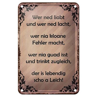 Blechschild Spruch 12x18cm wer ned liabt und wer ned lacht Dekoration