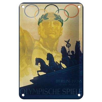 Targa in latta con scritta 12x18 cm decorazione Giochi Olimpici di Berlino 1936