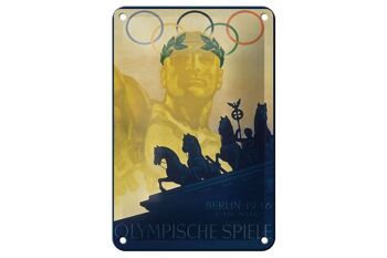 Panneau en étain disant 12x18cm, décoration des Jeux Olympiques de Berlin 1936 1