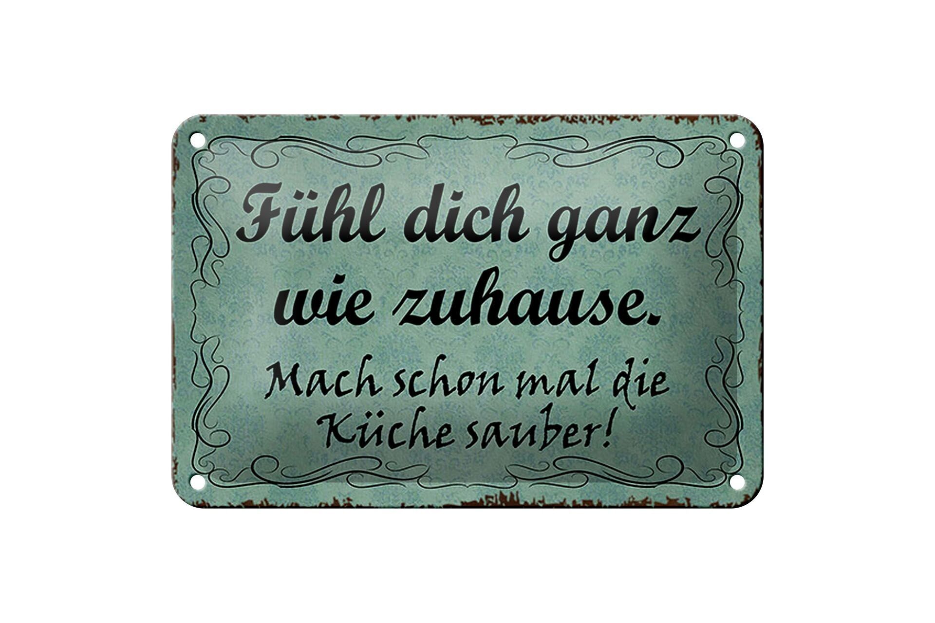 Targa in metallo con scritta Feel at Home, 18 x 12 cm, decorazione