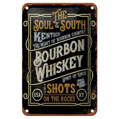Blechschild Spruch 12x18cm Bourbon Whiskey shots on rocks Dekoration