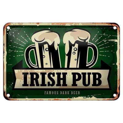 Targa in metallo con scritta 18x12 cm Irish Pub famosa decorazione birra scura