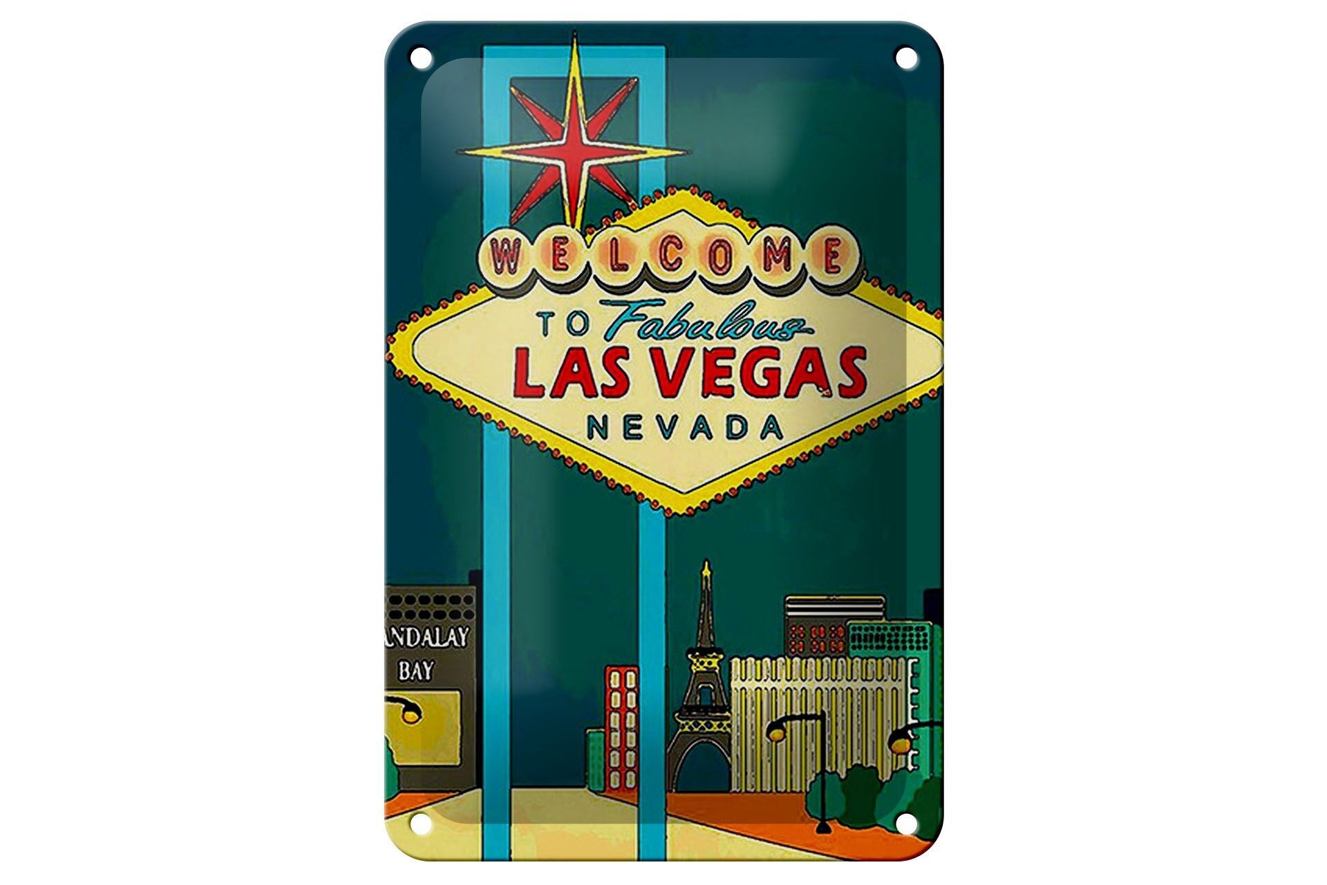 Targa in metallo da 12 x 18 cm con scritta "Benvenuti nella favolosa decorazione di Las Vegas".