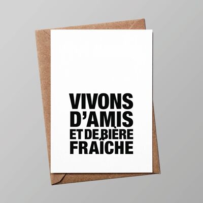 Carte "Happy hour" : Vivons d'amis et de bière fraiche (avec enveloppe)
