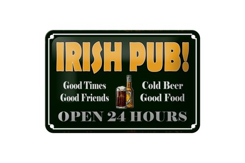 Blechschild Spruch 18x12cm Irish Pub gold Beer open 24 Dekoration