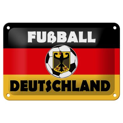 Cartel de chapa con texto "Fútbol Alemania", 18x12 cm, decoración.
