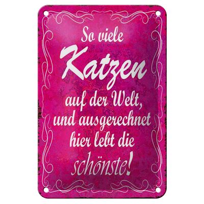 Blechschild Spruch 12x18cm so viele Katzen auf der Welt Dekoration