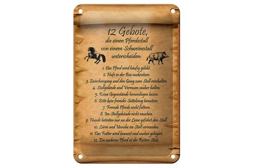 Blechschild Spruch 12x18cm Gebote Pferdestall Schweinestall Dekoration