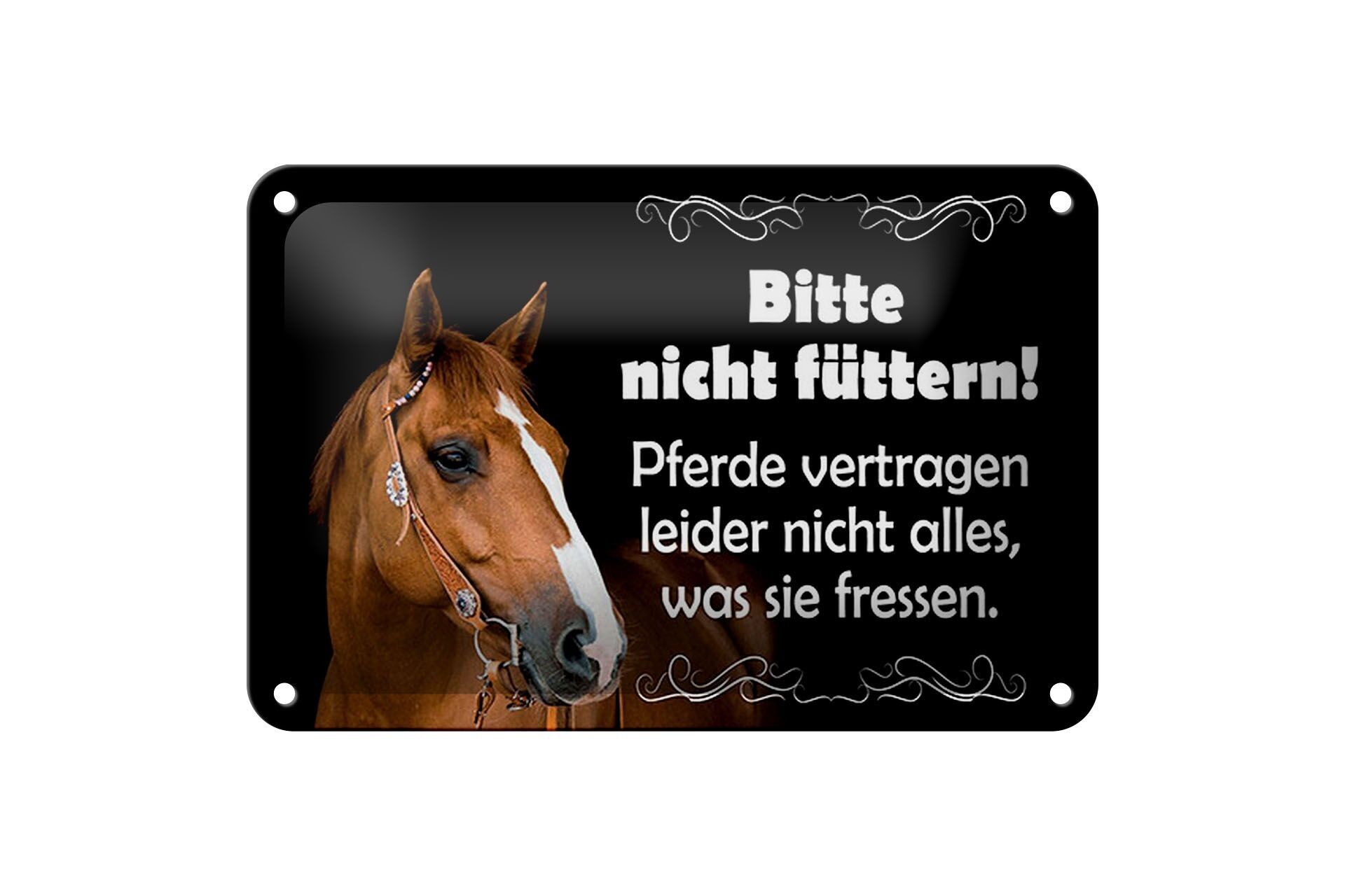 Targa in metallo con scritta "Si prega di non dare da mangiare ai cavalli" 18x12 cm