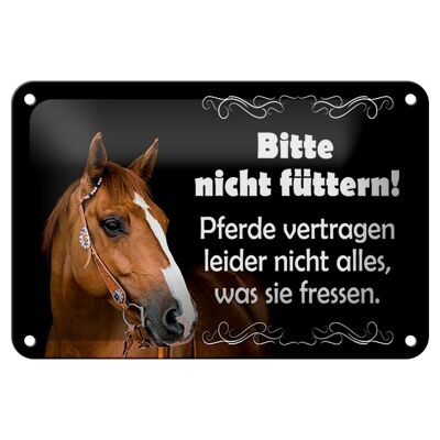 Targa in metallo con scritta "Si prega di non dare da mangiare ai cavalli" 18x12 cm
