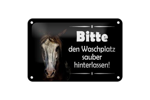 Blechschild Spruch 18x12cm Pferde bitte Waschplatz sauber Dekoration